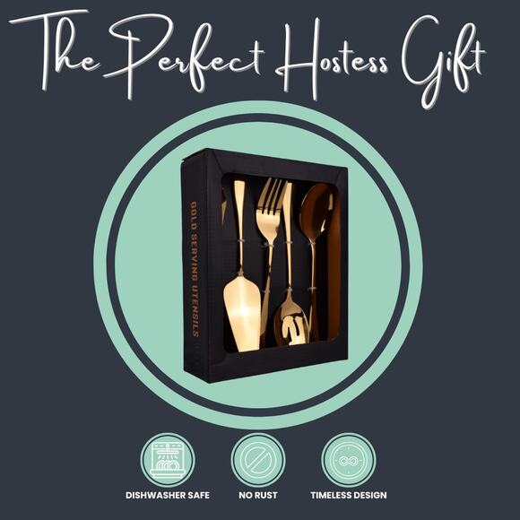 Braxxel 10-Piece Gold Stainless Steel Serving Utensil Set - Picture 1 of 4